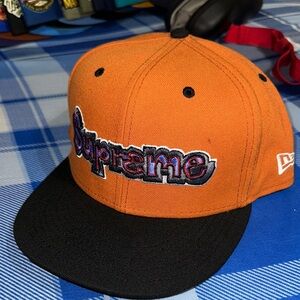 Supreme Bold Orange and Black Hat new without tags size 8